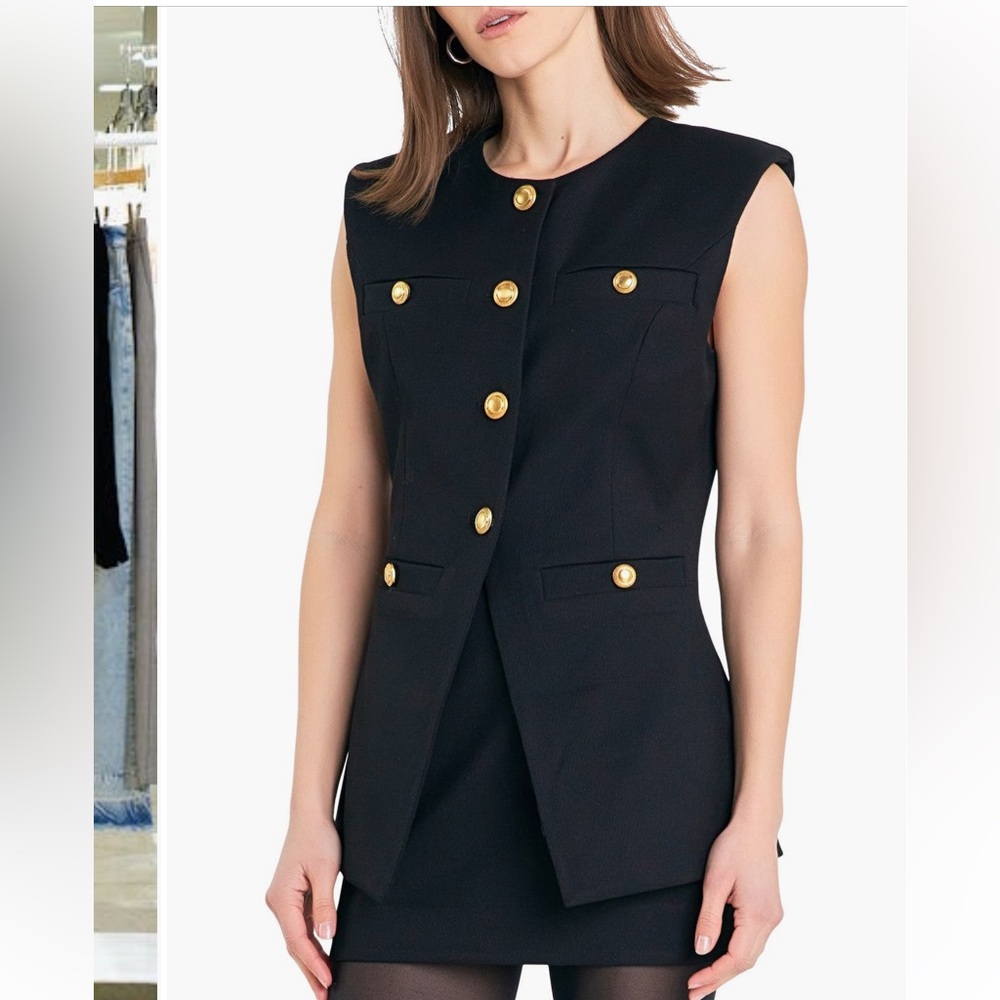 Endless Rose Black vest with Gold Accent - Picture 3 of 7